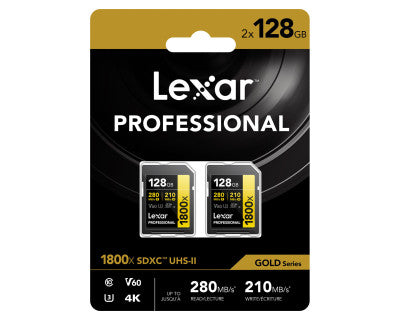 Lexar SD Pro Gold Series UHS-II 1800x 128GB V60 - 2PACK